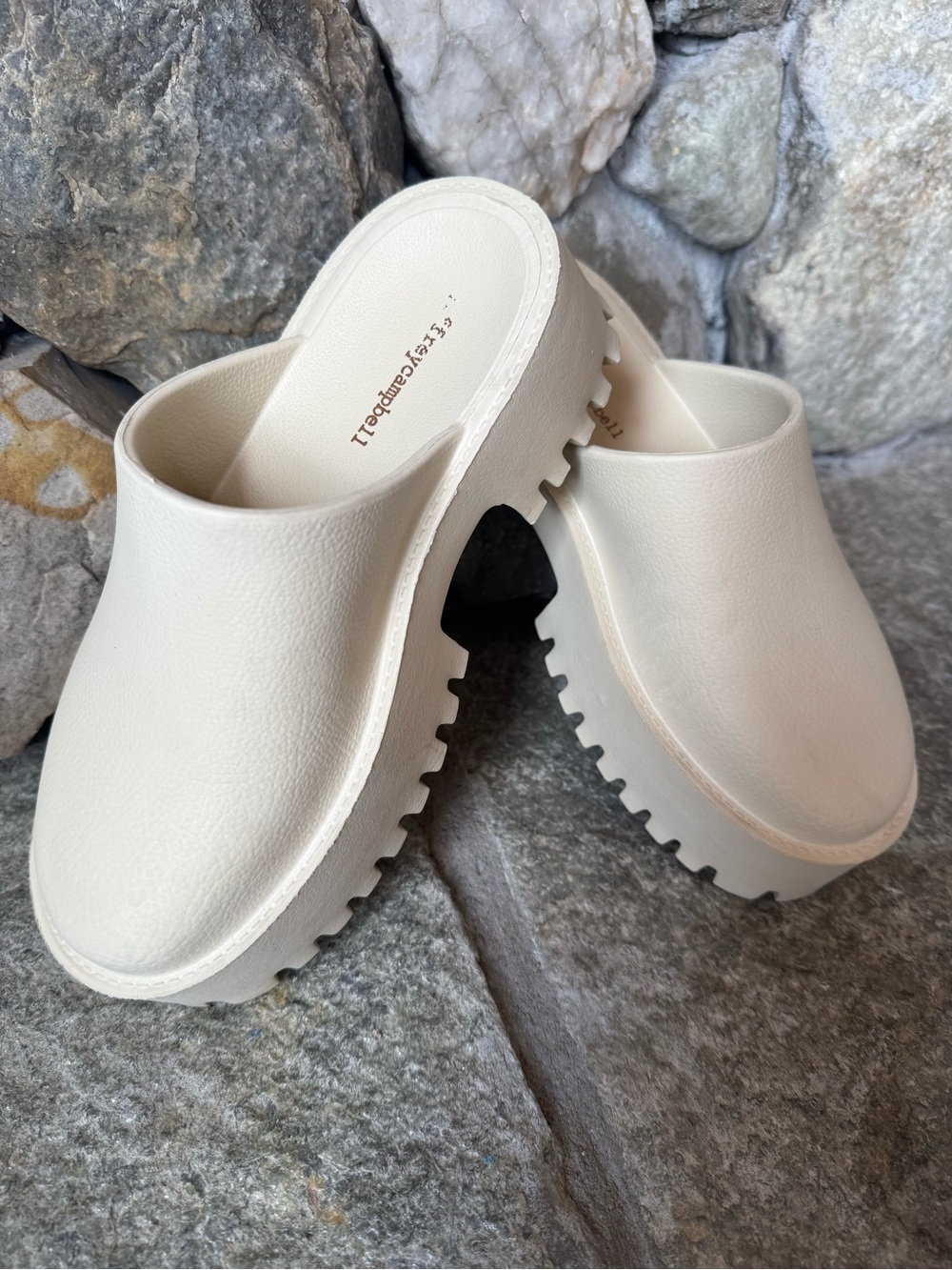 Jeffrey Campbell Ecru Clogge Platform Clog Sliders Mules Size 7/38 - Picture 3 of 12